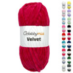 HobbyMia Velvet - Chenille Yarn for Crocheting - 100g / 132yds - (6) Super Bulky - Fluffy Yarn for Crocheting - Baby Blanket, Amigurumi, Shawl (Pink - Neon Pink, 1 Skein)