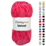 HobbyMia Velvet - Chenille Yarn for Crocheting - 100g / 132yds - (6) Super Bulky - Fluffy Yarn for Crocheting - Baby Blanket, Amigurumi, Shawl (Pink - Folly Pink, 1 Skein)
