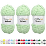HobbyMia Velvet - Chenille Yarn for Crocheting - 100g / 132yds - (6) Super Bulky - Fluffy Yarn for Crocheting - Baby Blanket, Amigurumi, Shawl (Cyan - Jagged Ice, 3 Skeins)