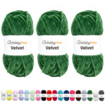 HobbyMia Velvet - Chenille Yarn for Crocheting - 100g / 132yds - (6) Super Bulky - Fluffy Yarn for Crocheting - Baby Blanket, Amigurumi, Shawl (Green - Casal, 3 Skeins)